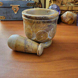 Triple Moon Soapstone Mortar and Pestle
